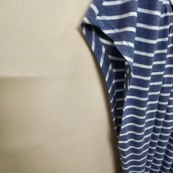 Heather Blue & White Striped Summer Midi Dress Off Shoulder Size 14 | Lascana - Picture 4 of 7